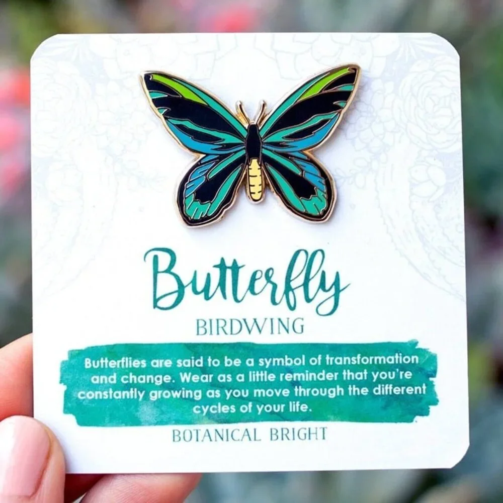 Birdwing Butterfly Enamel Pin - Gold Plated Brooch - Nature & Garden‎ Jewelry